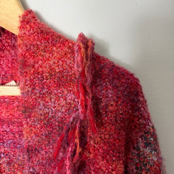 Anthropologie Sleeping on Snow Wool Fringe Cocoon Shawl Boucle XS *o - Picture 7 of 12